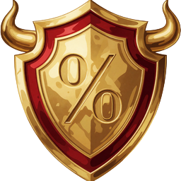 Goldener Schild mit Prozentzeichen als Symbol f&uuml;r den w&ouml;chentlichen VIP-Cashback